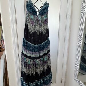 Free People Black and Blue Maxi Dress
